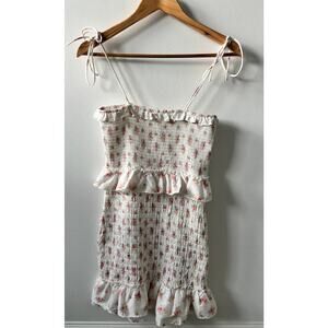 STORIA white floral mini dress women's size medium